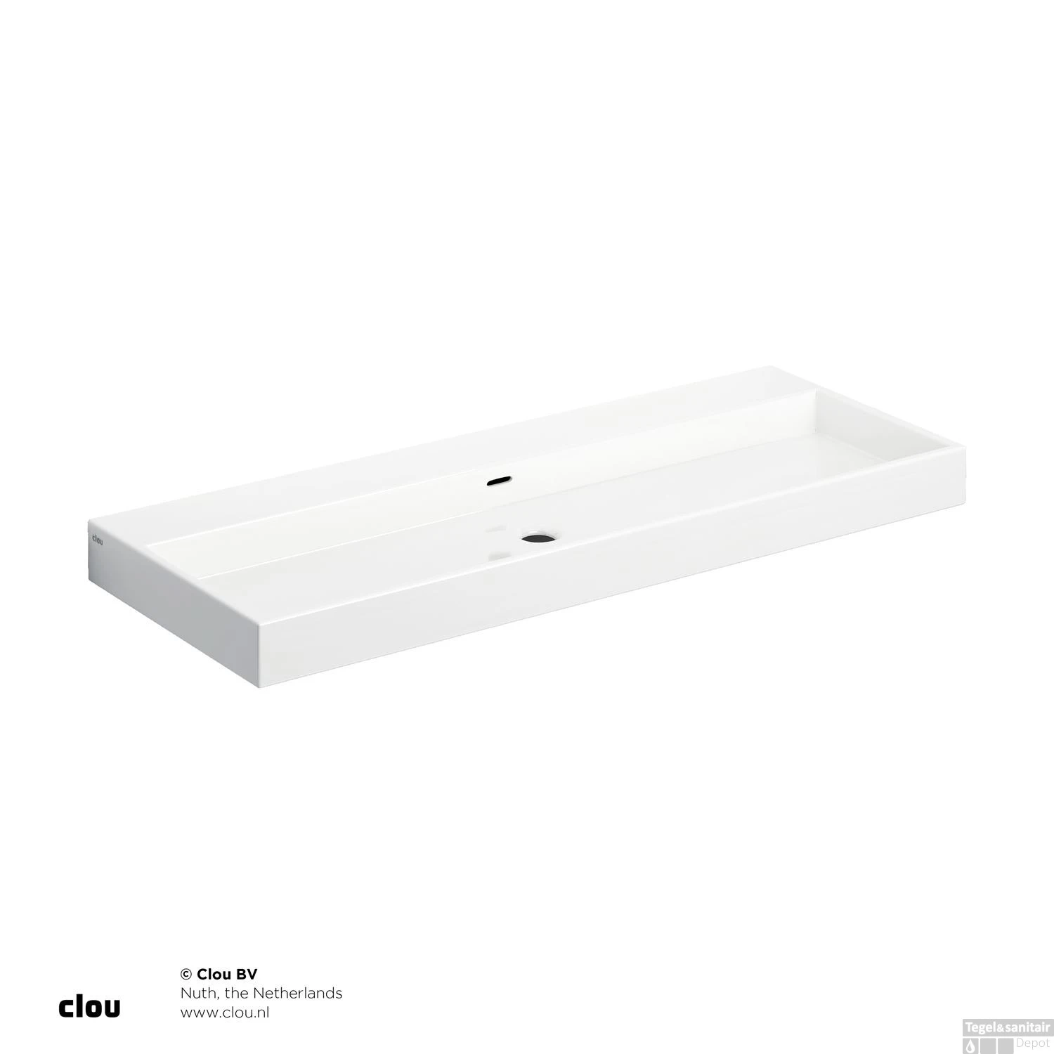 Wastafel Clou Wash Me 110x42x8 Cm Keramiek Wit 2 Wastafel Clou Wash Me 110x42x8 Cm Keramiek Wit - Afbeelding 2