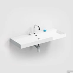 Clou New Wash Me Wastafel 110x42x8cm Met 3 Voorbewerkte Kraangaten Glanzend Wit Keramiek