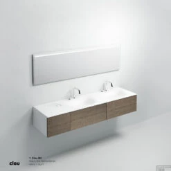 Wastafelblad Clou Hammock Dubbele Waskom Rechts 180cm Mat Wit