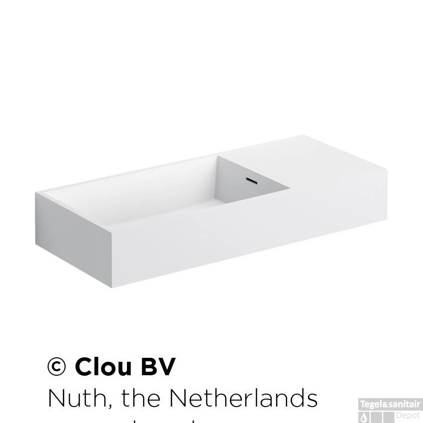 Wastafel Clou Wash Me 75x32x12 Cm Solid Surface (Rechts) 2 Wastafel Clou Wash Me 75x32x12 Cm Solid Surface (Rechts) - Afbeelding 2