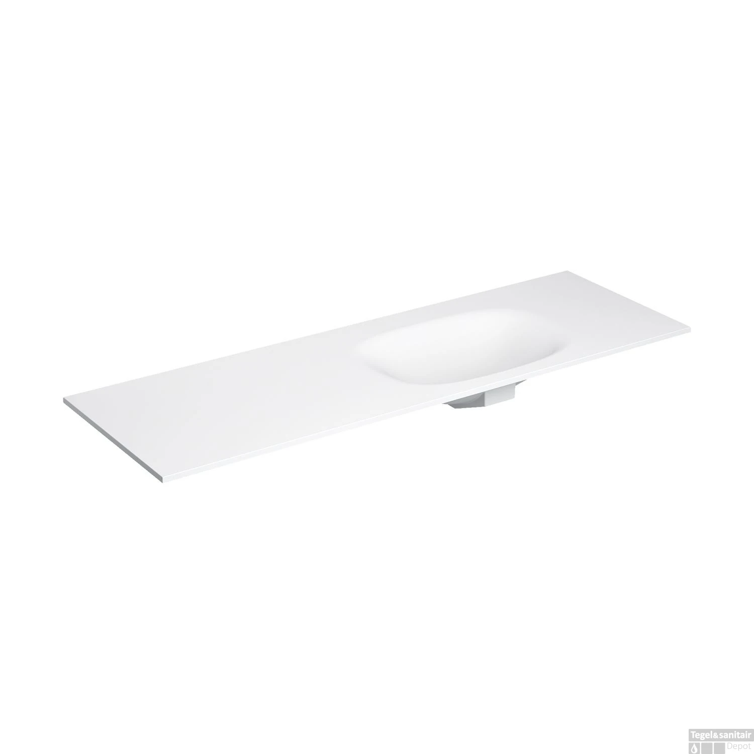 Clou Hammock Wastafelblad Enkele Waskom Rechts 150cm Compositie 15 Aluite Mat Wit - Afbeelding 3