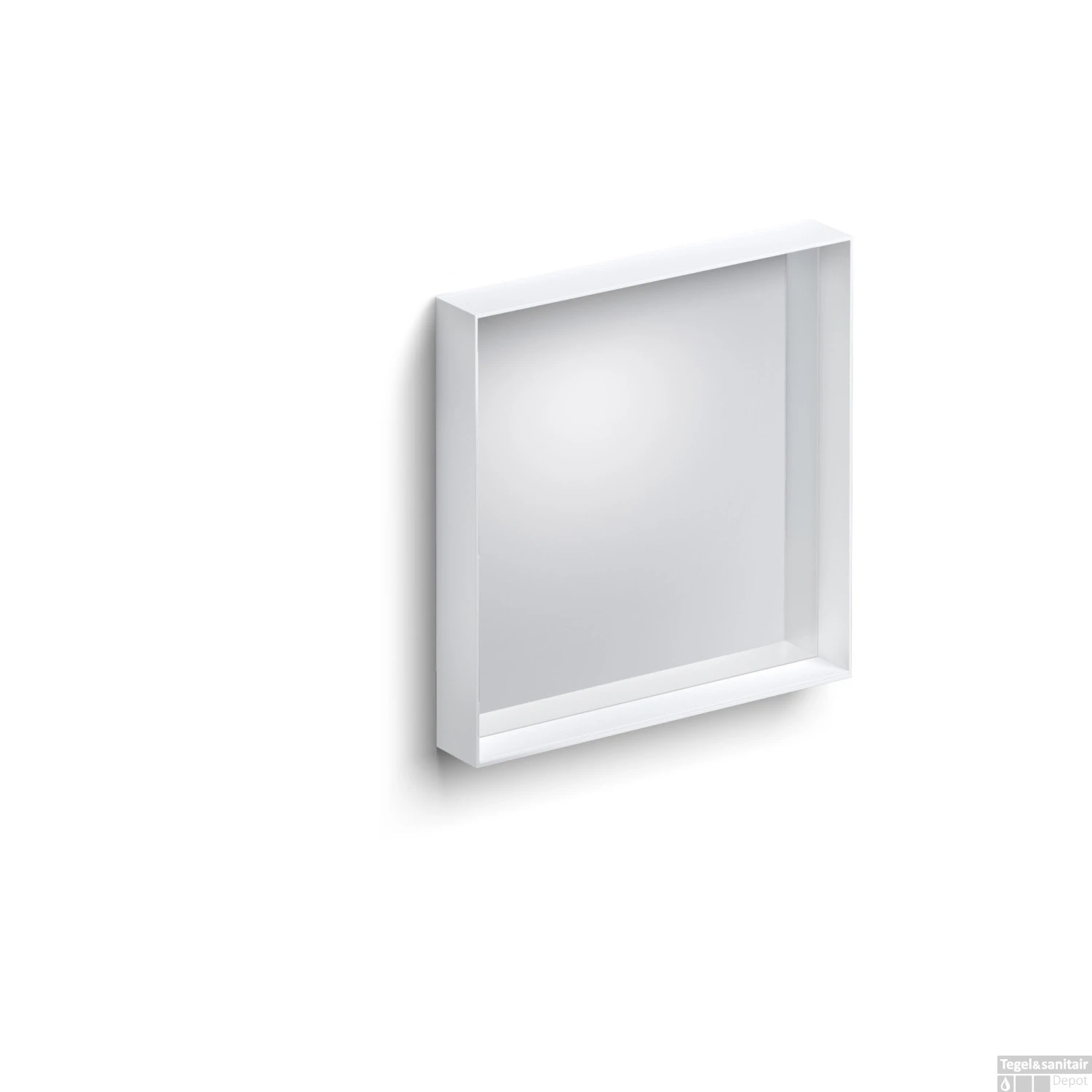 Clou Look At Me Spiegel Met Omlijsting Mat Wit En Inleg Planchet In Glas 50x8x50cm 1 Clou Look At Me Spiegel Met Omlijsting Mat Wit En Inleg Planchet In Glas 50x8x50cm