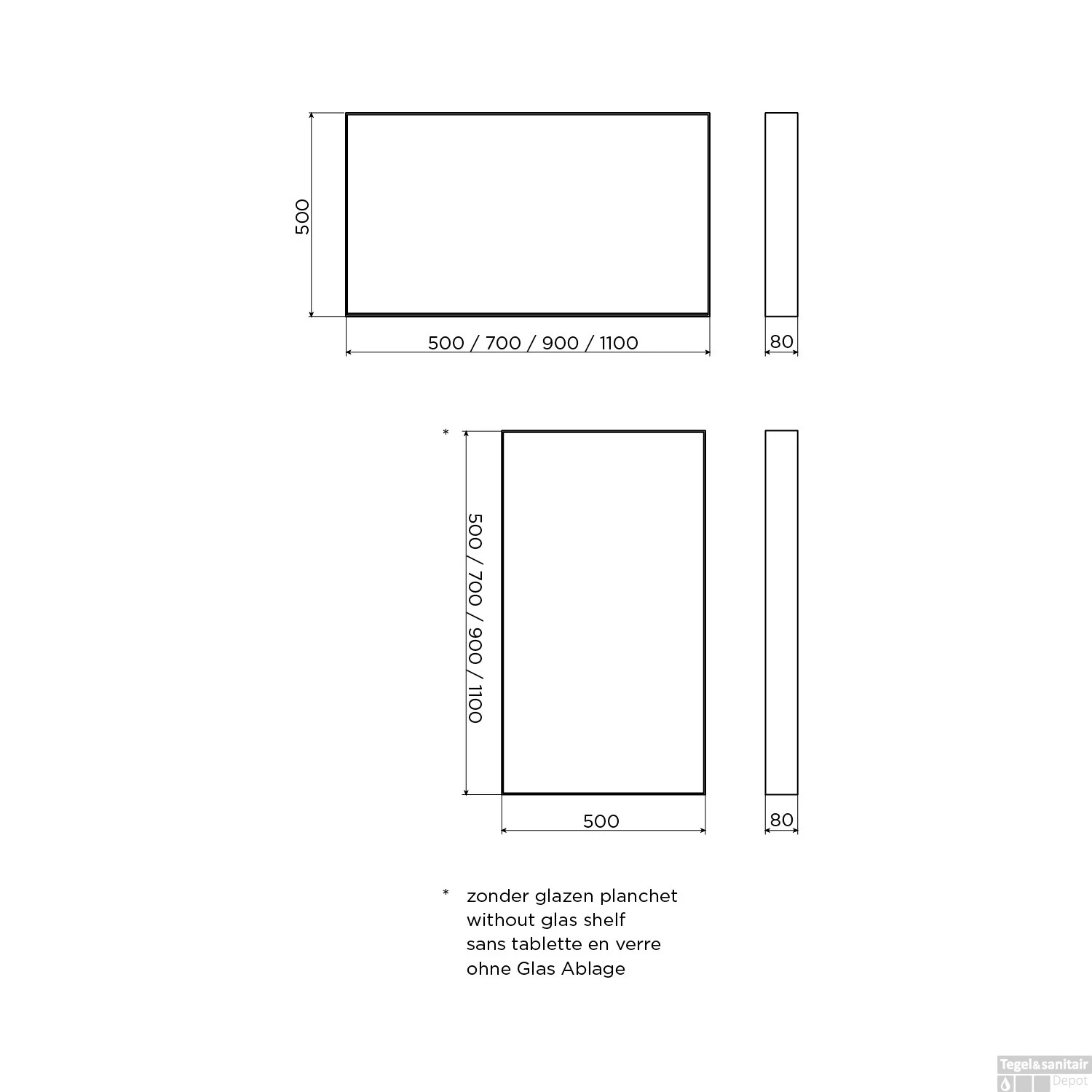 Clou Look At Me Spiegel Met Omlijsting Mat Wit En Inleg Planchet In Glas 50x8x50cm 3 Clou Look At Me Spiegel Met Omlijsting Mat Wit En Inleg Planchet In Glas 50x8x50cm - Afbeelding 3