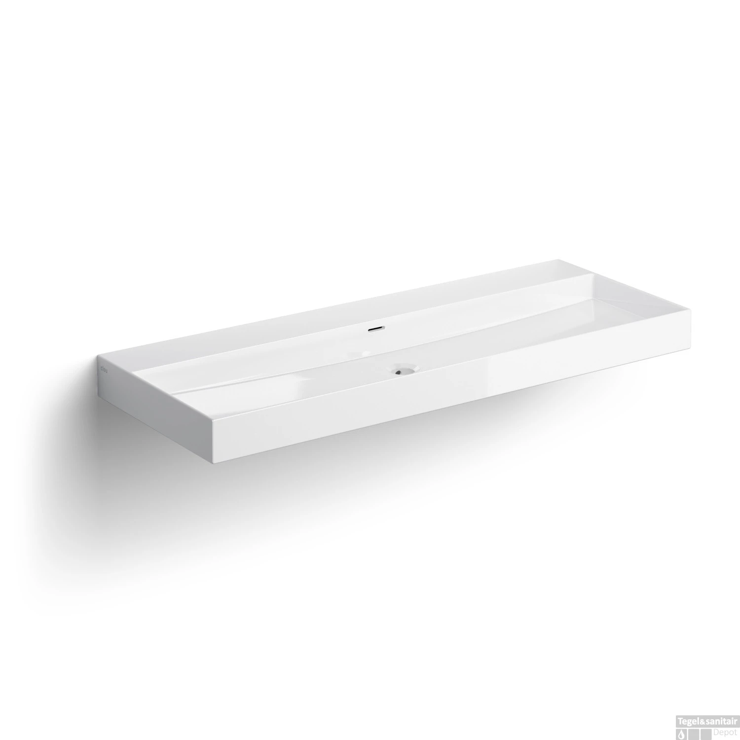 Clou New Wash Me Wastafel 110x42x8cm Met 3 Voorbewerkte Kraangaten Glanzend Wit Keramiek - Afbeelding 4