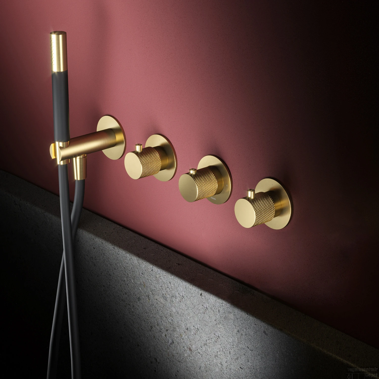 Thermostatische Douche/Badkraan Hotbath Cobber X Inbouw Met 2 Stopkranen En Handdouche Geborsteld Messing PVD