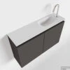 MONDIAZ TURE 80cm Toiletmeubel Dark Grey. EDEN Wastafel Talc Rechts 1 Kraangat