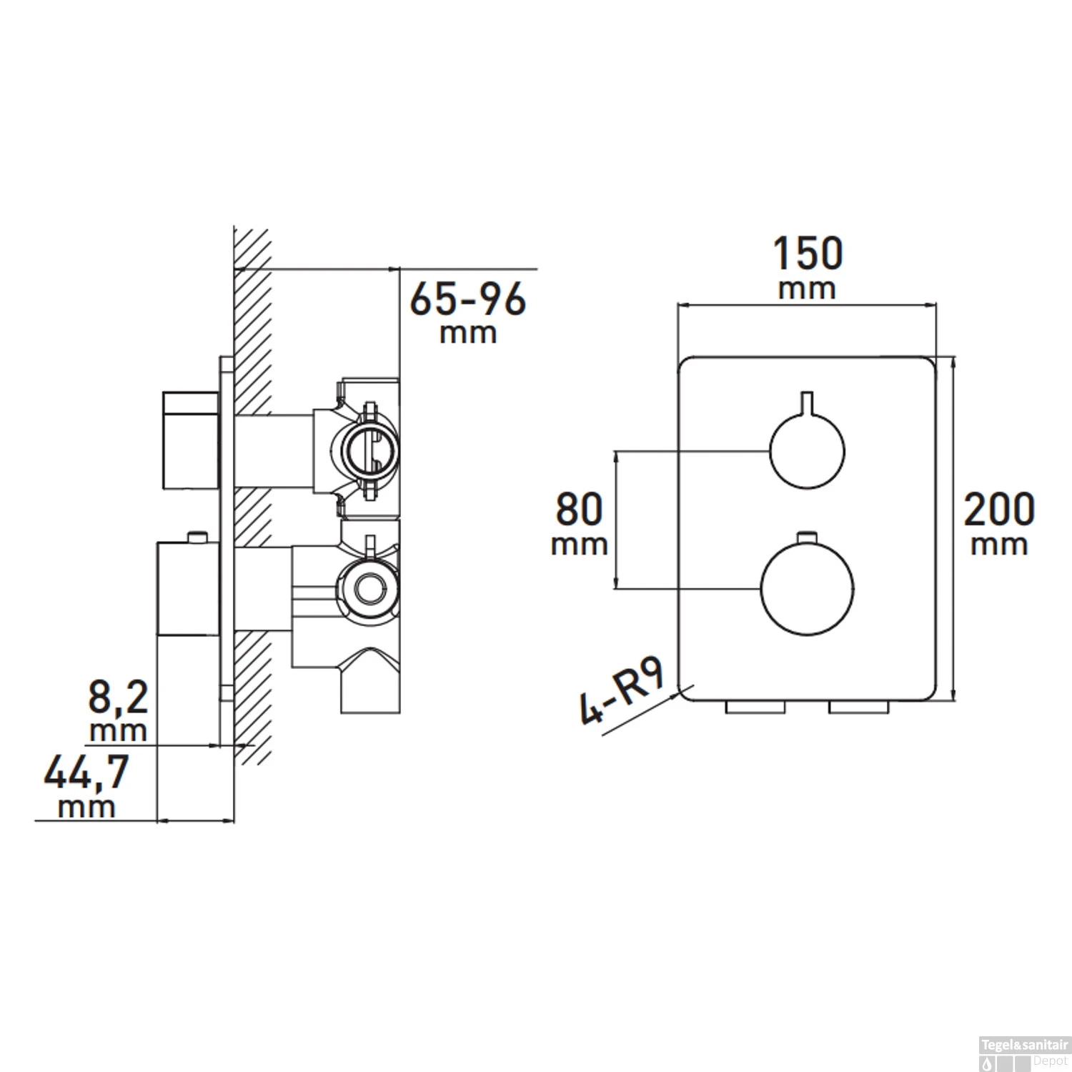 Thermostatische Inbouw Douchekraan VMK 20x15 Cm Incl. Easy Move Chroom - Afbeelding 2