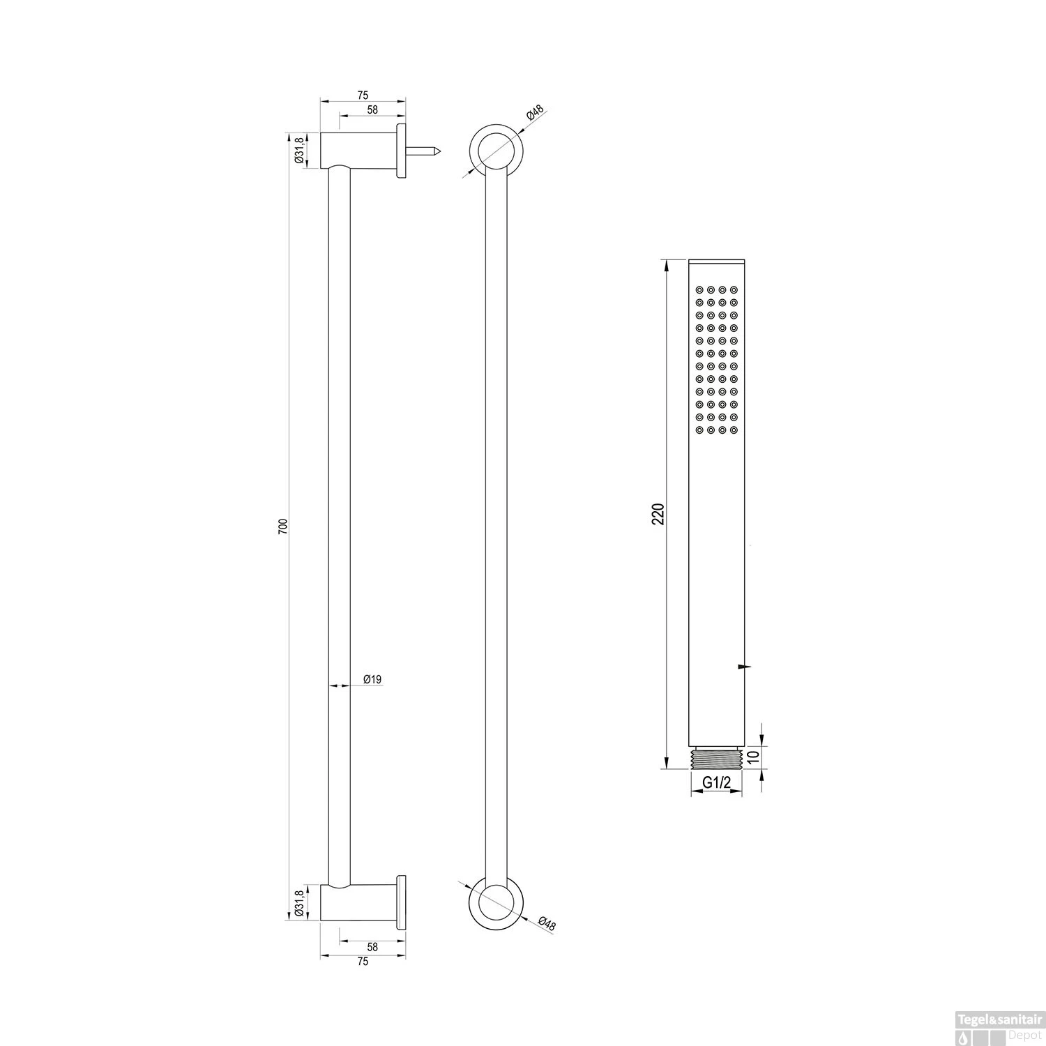 Douchekraanset Brauer Chrome Carving Opbouw Met Glijstang En Staafhanddouche Chroom 10 Douchekraanset Brauer Chrome Carving Opbouw Met Glijstang En Staafhanddouche Chroom - Afbeelding 10