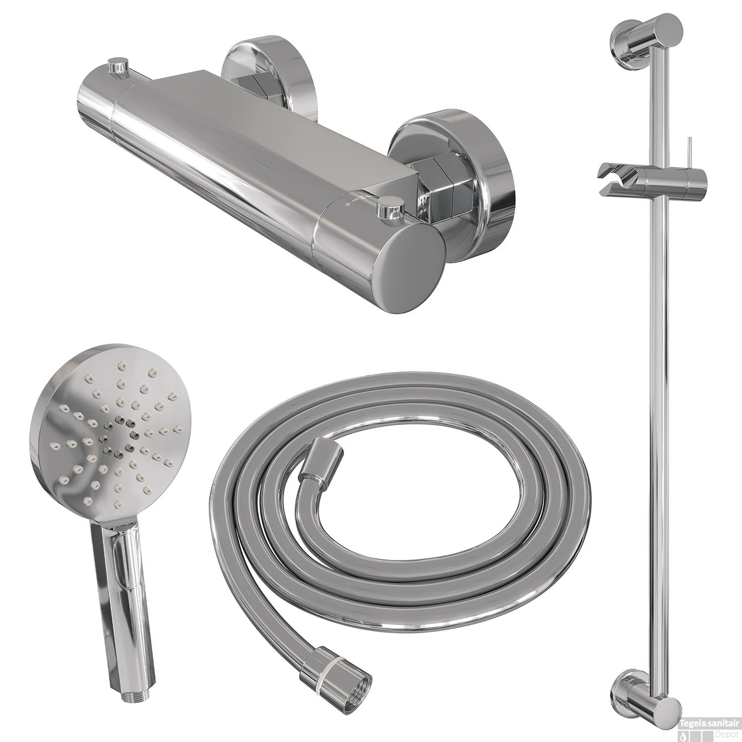 Douchekraanset Brauer Chrome Edition Opbouw Met Glijstang En Ronde Handdouche Chroom 3 Douchekraanset Brauer Chrome Edition Opbouw Met Glijstang En Ronde Handdouche Chroom - Afbeelding 3