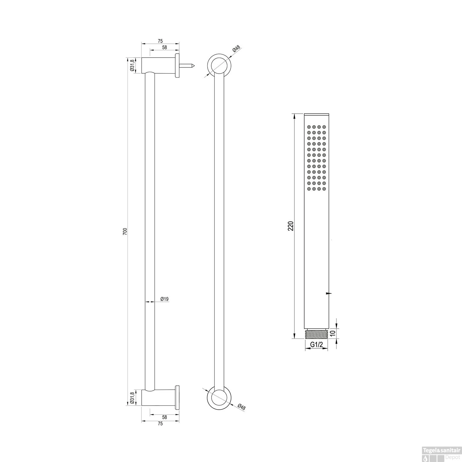 Douchekraanset Brauer Copper Carving Opbouw Met Glijstang En Staafhanddouche Geborsteld Koper 9 Douchekraanset Brauer Copper Carving Opbouw Met Glijstang En Staafhanddouche Geborsteld Koper - Afbeelding 9