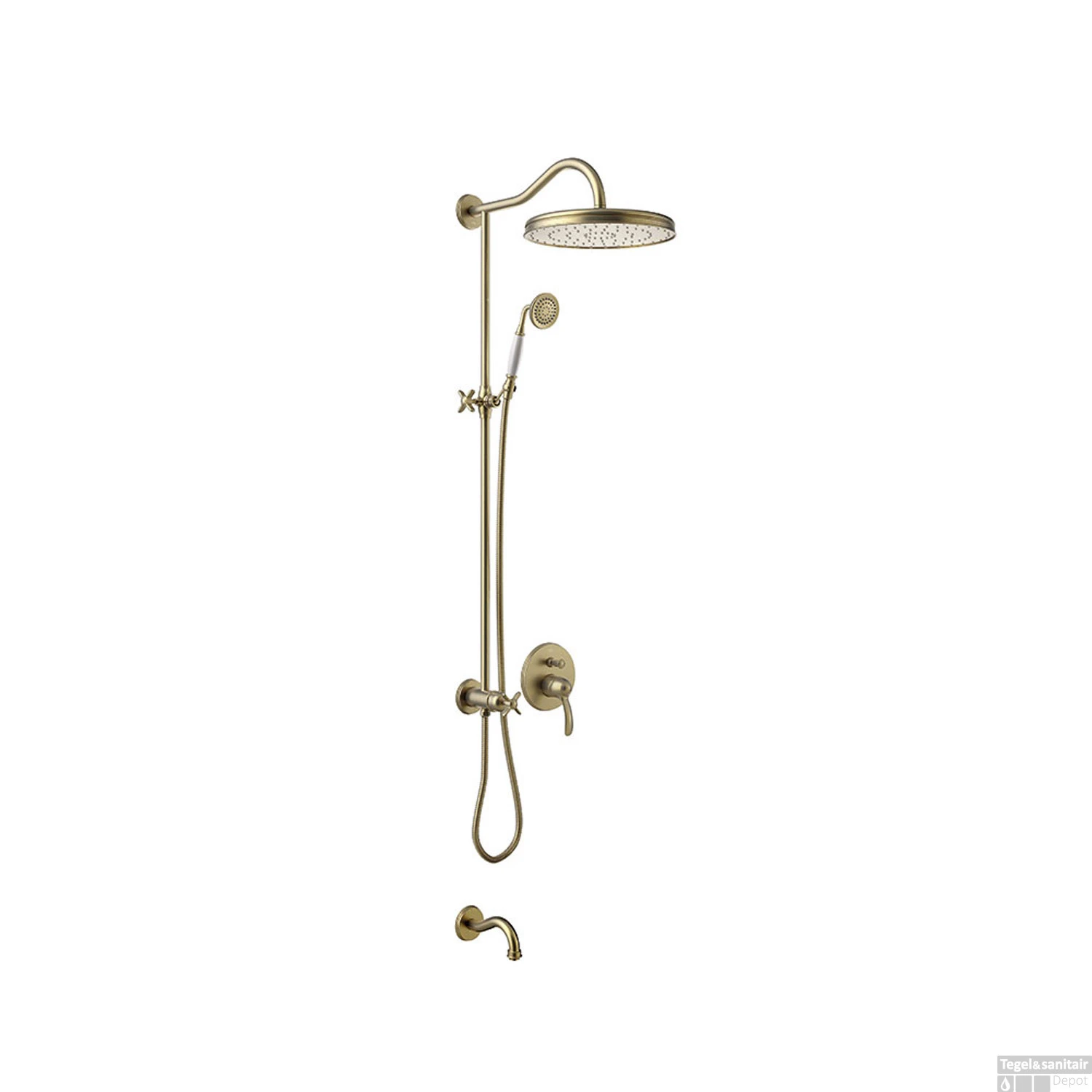 Douchekraanset Tres Clasic Inbouw Mengkraan 3-Wegs Verouderd Messing Mat