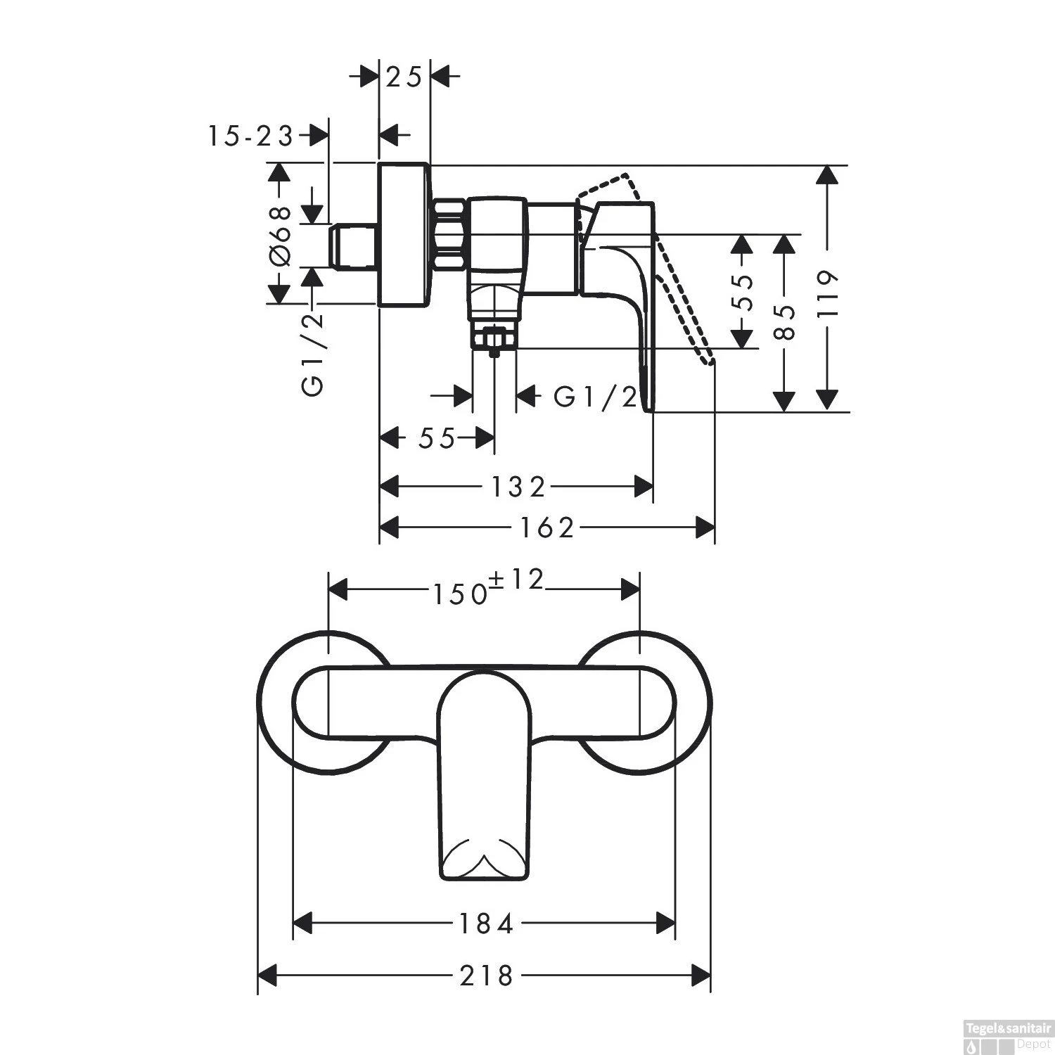 Douchemengkraan HansGrohe Rebris E Eengreeps Chroom 3 Douchemengkraan HansGrohe Rebris E Eengreeps Chroom - Afbeelding 3