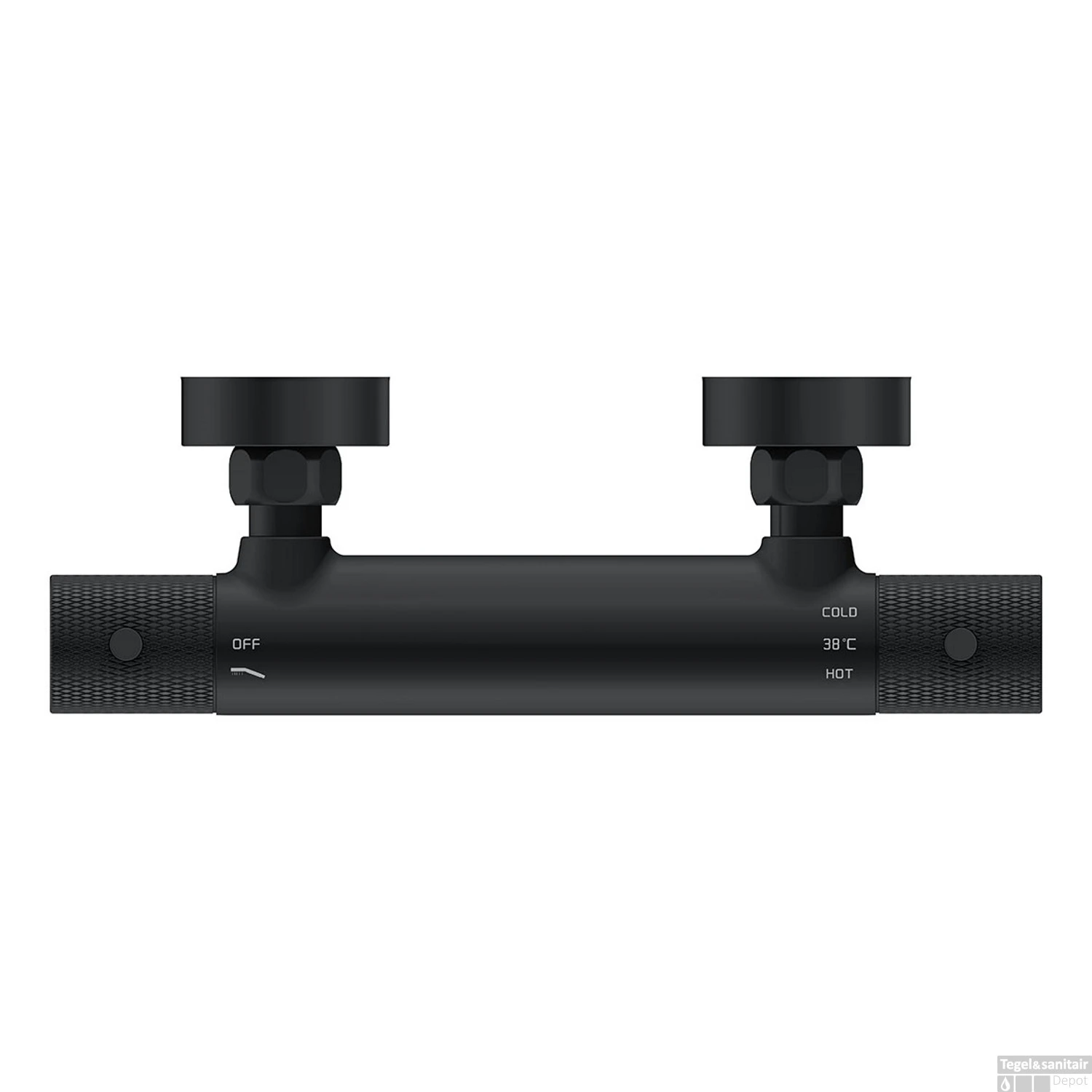 Douchemengkraan Thermostatisch Wiesbaden Ribbd Mat Zwart 2 Douchemengkraan Thermostatisch Wiesbaden Ribbd Mat Zwart - Afbeelding 2