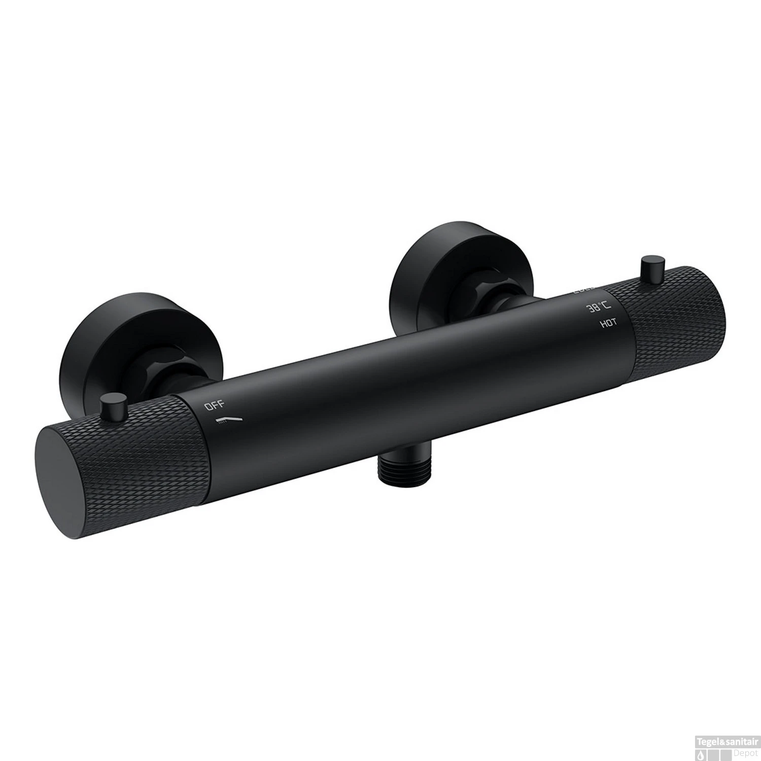 Douchemengkraan Thermostatisch Wiesbaden Ribbd Mat Zwart 1 Douchemengkraan Thermostatisch Wiesbaden Ribbd Mat Zwart