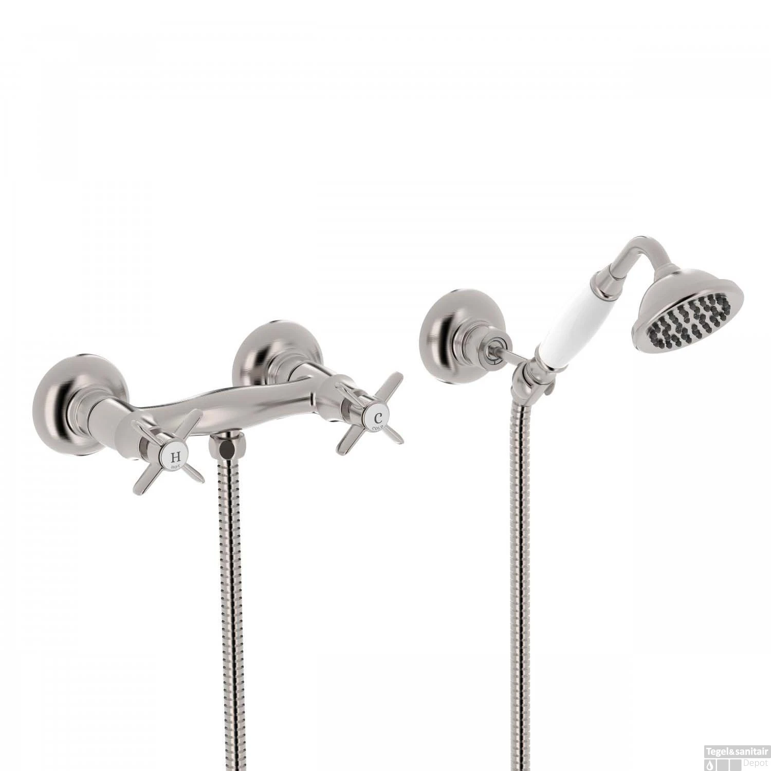 Douchemengkraan Tres Clasic 2 Kruisgreep Incl Handdouche En Doucheslang RVS