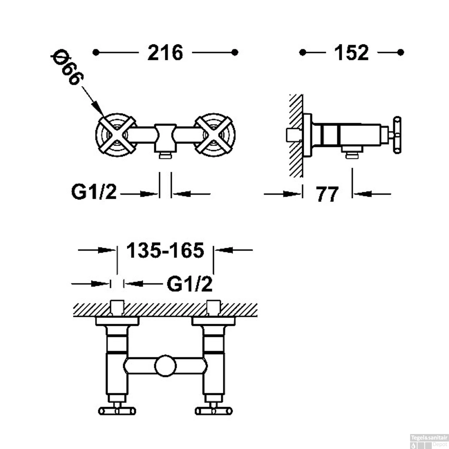 Douchemengkraan Tres Mont Blanc 2-Kruisgreep Met Staafhanddouche Mat Zwart 2 Douchemengkraan Tres Mont Blanc 2-Kruisgreep Met Staafhanddouche Mat Zwart - Afbeelding 2