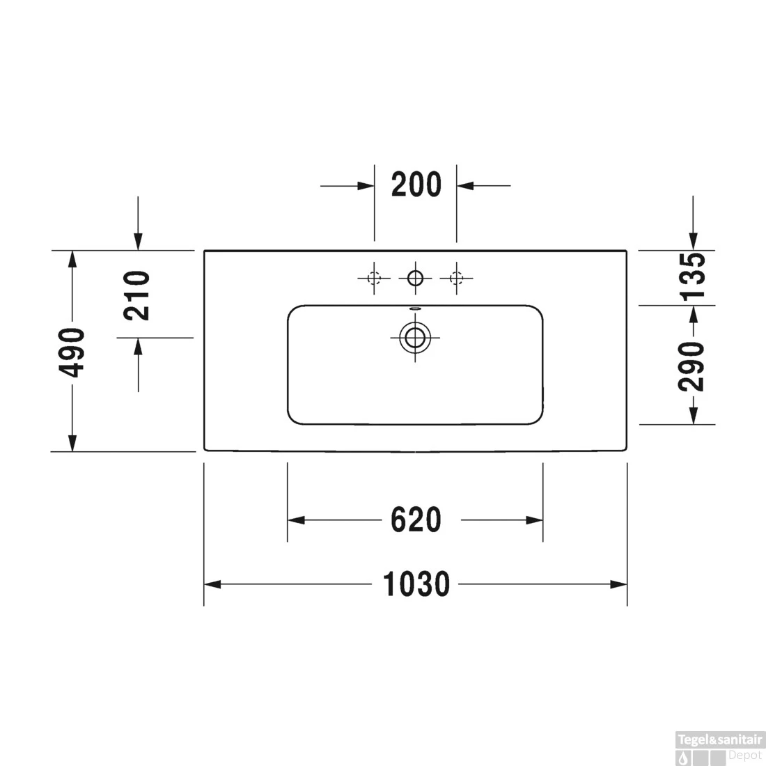 Duravit ME By Starck Meubelwastafel 103x49x17.5 Cm Keramiek Glanzend Wit 3 Duravit ME By Starck Meubelwastafel 103x49x17.5 Cm Keramiek Glanzend Wit - Afbeelding 3