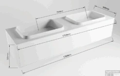 Badkamermeubelset Mondiaz Erin 150 Cm Met 1 Lade Met RIDGE Wastafel Dubbel Talc Zonder Kraangaten Greeploos Mat Jeans -Duravit Verkoop erin 150cm double 11313763177880