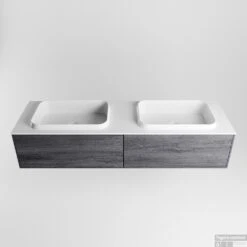 Badkamermeubelset Mondiaz Erin 150 Cm Met 2 Lades Met RIDGE Wastafel Dubbel Talc Zonder Kraangaten Greeploos Mat Antracite -Duravit Verkoop erin antracite ridge talc google 3 0024