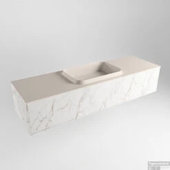 Badkamermeubelset Mondiaz Erin 150 Cm Met 1 Lade Met RIDGE Wastafel Midden Linen Met 1 Kraangat Greeploos Mat Carrara -Duravit Verkoop erin carrara ridge linen google 1 0016