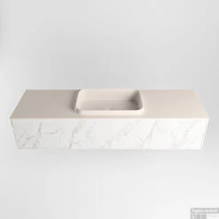 Badkamermeubelset Mondiaz Erin 150 Cm Met 1 Lade Met RIDGE Wastafel Midden Linen Met 1 Kraangat Greeploos Mat Carrara -Duravit Verkoop erin carrara ridge linen google 3 0016