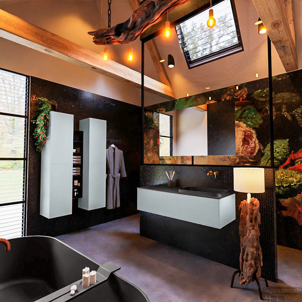 Badkamermeubelset Mondiaz Erin 120 Cm Met 1 Lade Met RIDGE Wastafel Rechts Urban Zonder Kraangaten Greeploos Mat Clay 2 Badkamermeubelset Mondiaz Erin 120 Cm Met 1 Lade Met RIDGE Wastafel Rechts Urban Zonder Kraangaten Greeploos Mat Clay - Afbeelding 2