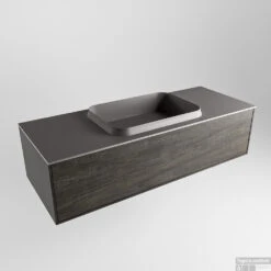 Badkamermeubelset Mondiaz Erin 120 Cm Met 1 Lade Met RIDGE Wastafel Midden Dark Grey Zonder Kraangaten Greeploos Mat Dark Brown -Duravit Verkoop erin dark brown ridge dark grey google 1 0006