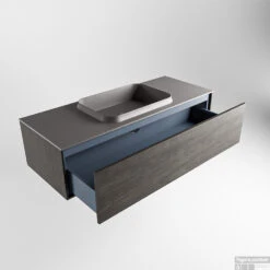 Badkamermeubelset Mondiaz Erin 120 Cm Met 1 Lade Met RIDGE Wastafel Midden Dark Grey Zonder Kraangaten Greeploos Mat Dark Brown -Duravit Verkoop erin dark brown ridge dark grey google 5 0006