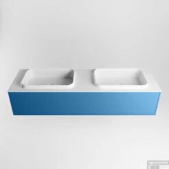 Badkamermeubelset Mondiaz Erin 150 Cm Met 1 Lade Met RIDGE Wastafel Dubbel Talc Zonder Kraangaten Greeploos Mat Jeans -Duravit Verkoop erin jeans ridge talc google 3 0015