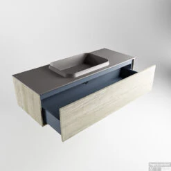 Badkamermeubelset Mondiaz Erin 120 Cm Met 1 Lade Met RIDGE Wastafel Midden Dark Grey Met 1 Kraangat Greeploos Mat Light Brown Grey -Duravit Verkoop erin light brown grey ridge dark grey google 5 0009