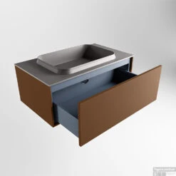 Badkamermeubelset Mondiaz Erin 80 Cm Met 1 Lade Met RIDGE Wastafel Midden Dark Grey Met 1 Kraangat Greeploos Mat Rust -Duravit Verkoop erin rust ridge dark grey google 5 0003