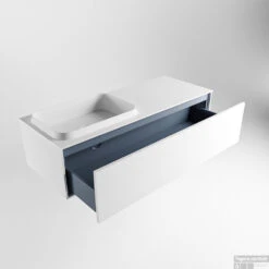 Badkamermeubelset Mondiaz Erin 120 Cm Met 1 Lade Met RIDGE Wastafel Links Talc Zonder Kraangaten Greeploos Mat Talc -Duravit Verkoop erin talc ridge talc google 5 0007