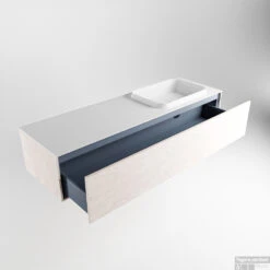 Badkamermeubelset Mondiaz Erin 150 Cm Met 1 Lade Met RIDGE Wastafel Rechts Talc Zonder Kraangaten Greeploos Mat Underlayment -Duravit Verkoop erin underlayment ridge talc google 5 0014