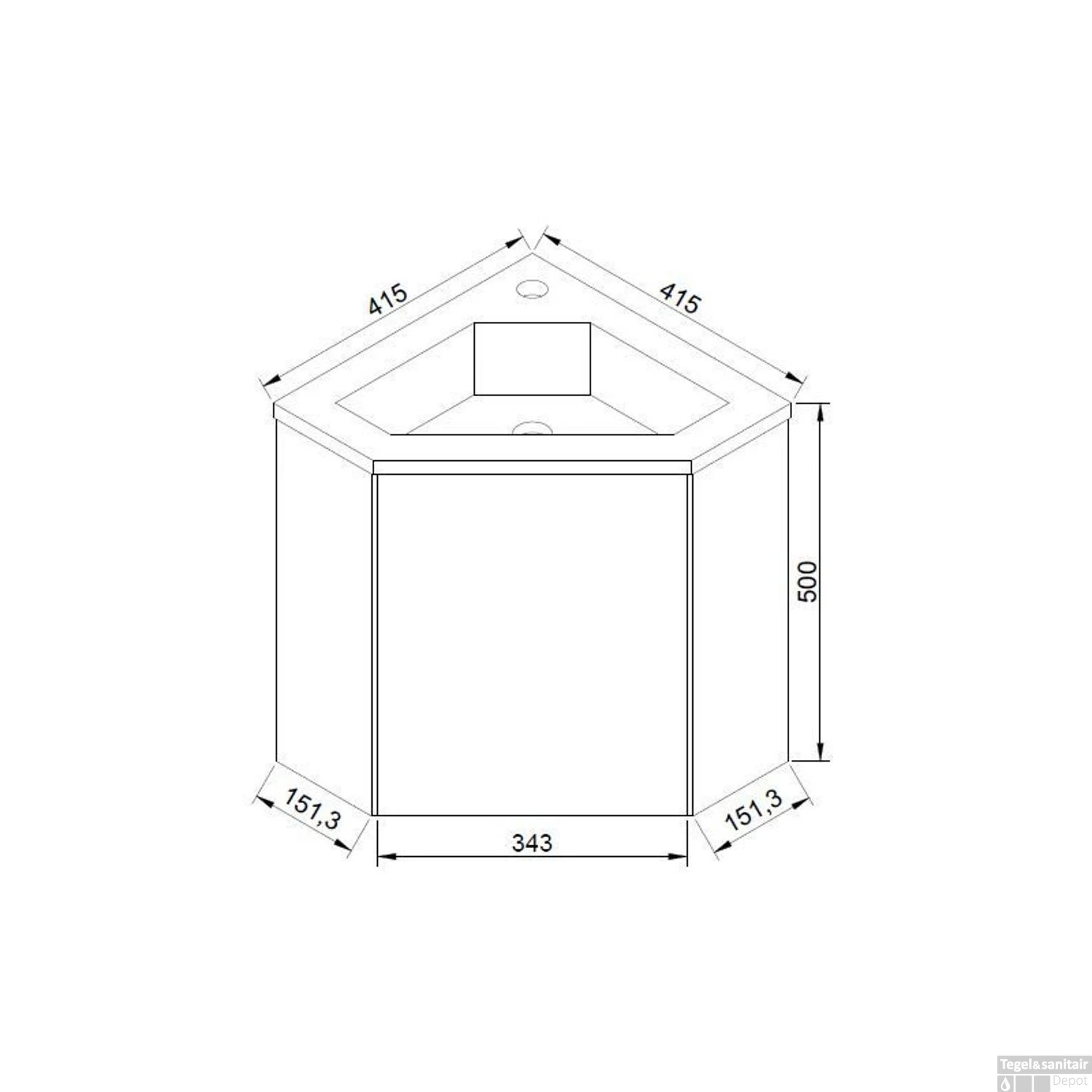 Fonteinmeubel Hangend Allibert Corner Softclose 41 Cm Mat Zwart - Afbeelding 5