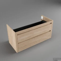 Forzalaqua Gela Onderkast 100x51x50cm Met 2 Lades Greeploos Smoke Massief Eiken