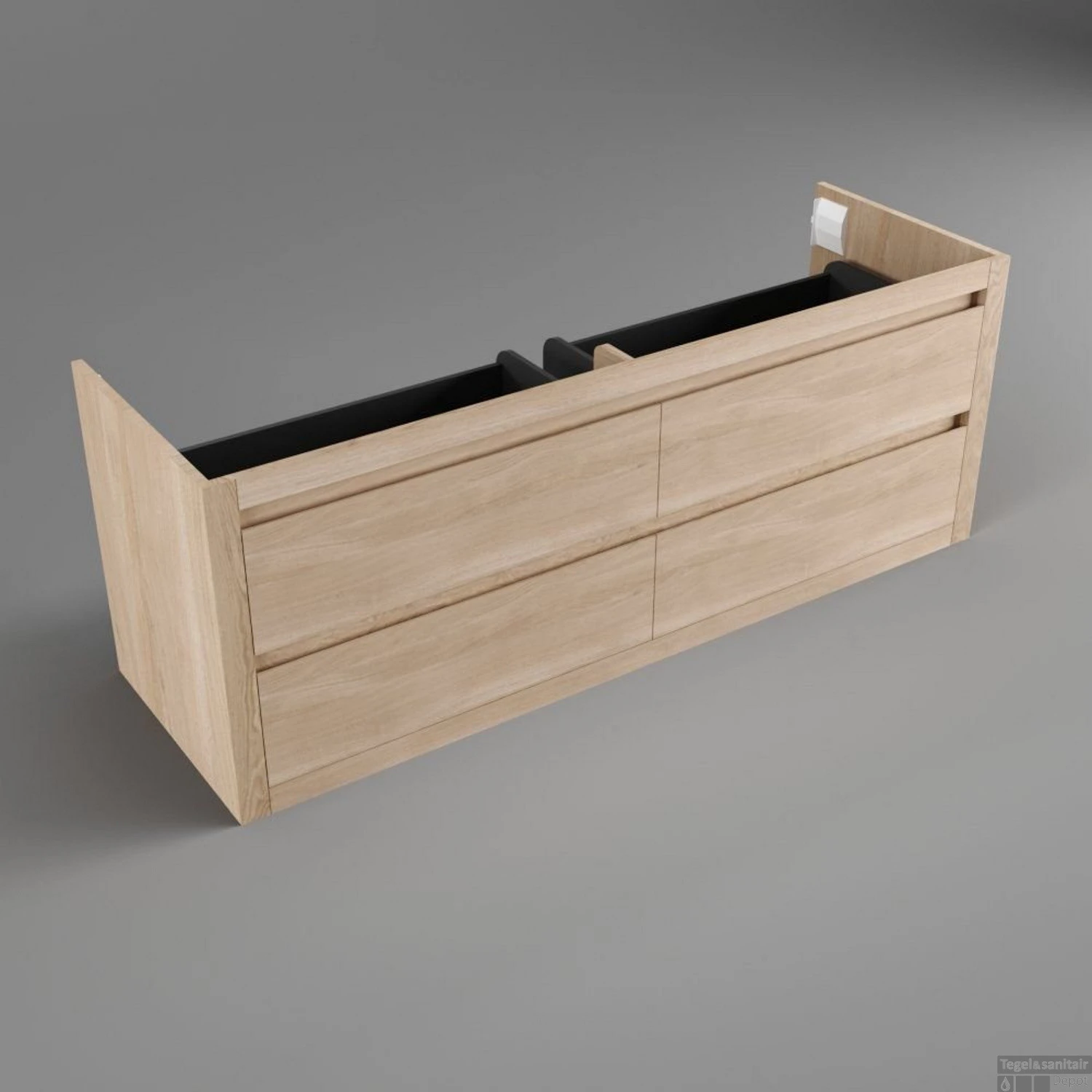 Forzalaqua Gela Onderkast 140x51x50cm Met 4 Lades Greeploos Charcoal Massief Eiken - Afbeelding 2