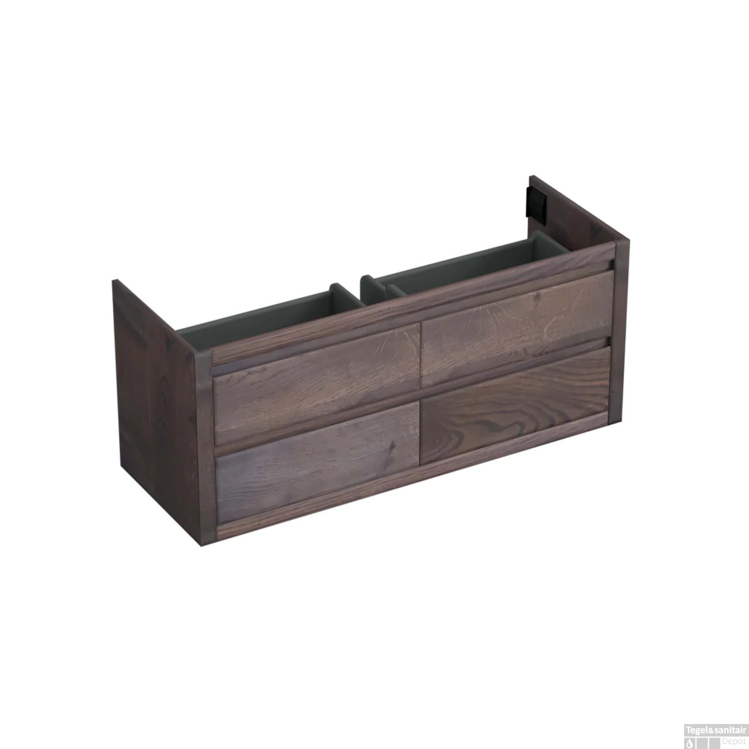 Forzalaqua Gela Onderkast 140x51x50cm Met 4 Lades Greeploos Charcoal Massief Eiken