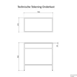 Badkamermeubelset Industrieel BWS Frame Staand 90 Mat Zwart Aluminium (exclusief Wastafel/waskom) -Duravit Verkoop fra129023 lm 190225