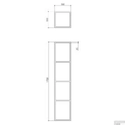 Kolomkast Industrieel BWS Frame 170x35x35 Cm Mat Zwart Aluminium (glanzend Witte Inlayers Optioneel) -Duravit Verkoop fra129098 lm 190225 1