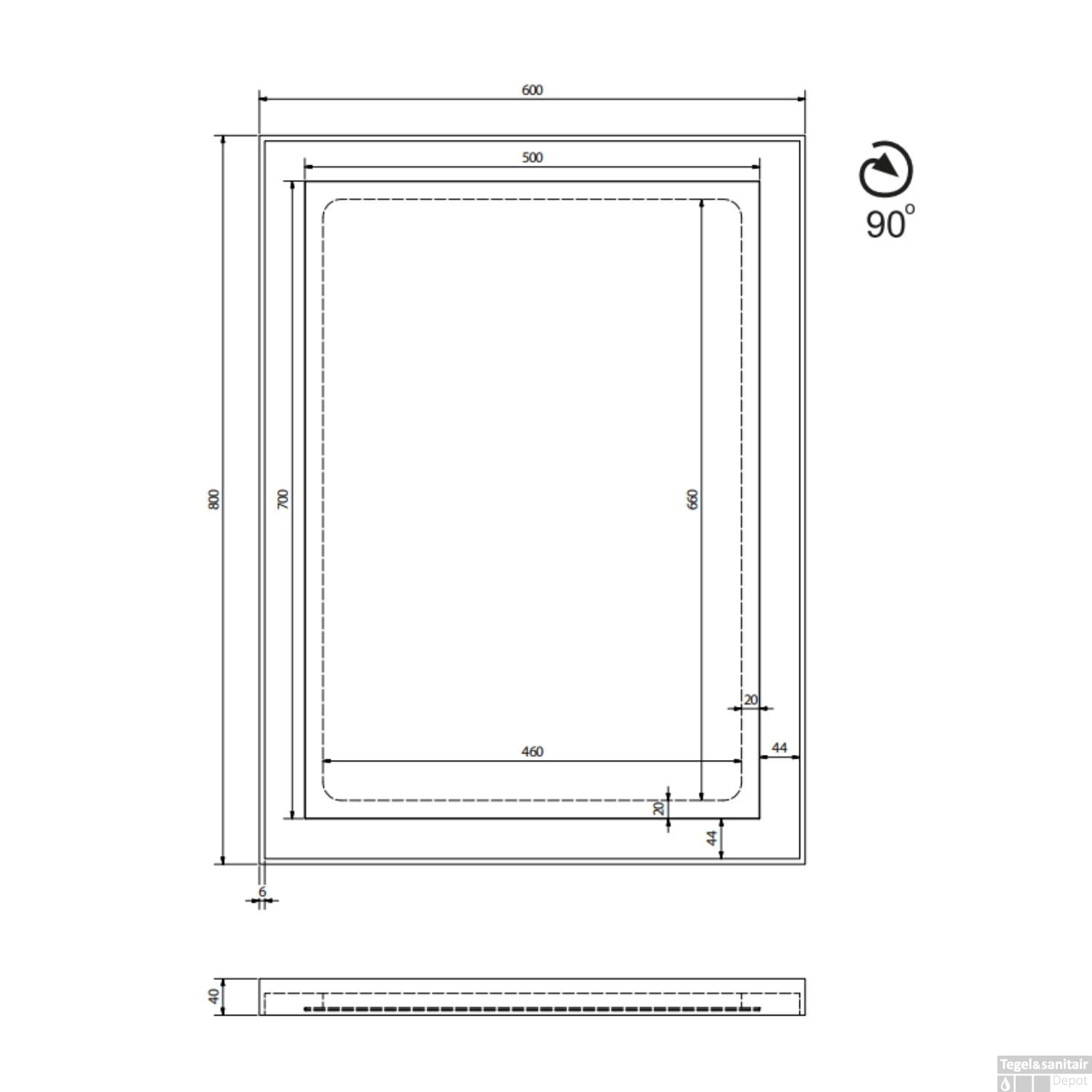 Badkamerspiegel Sapho Flut 60x80 Cm LED-Verlichting Omlijsting Wit 14 Badkamerspiegel Sapho Flut 60x80 Cm LED-Verlichting Omlijsting Wit - Afbeelding 14