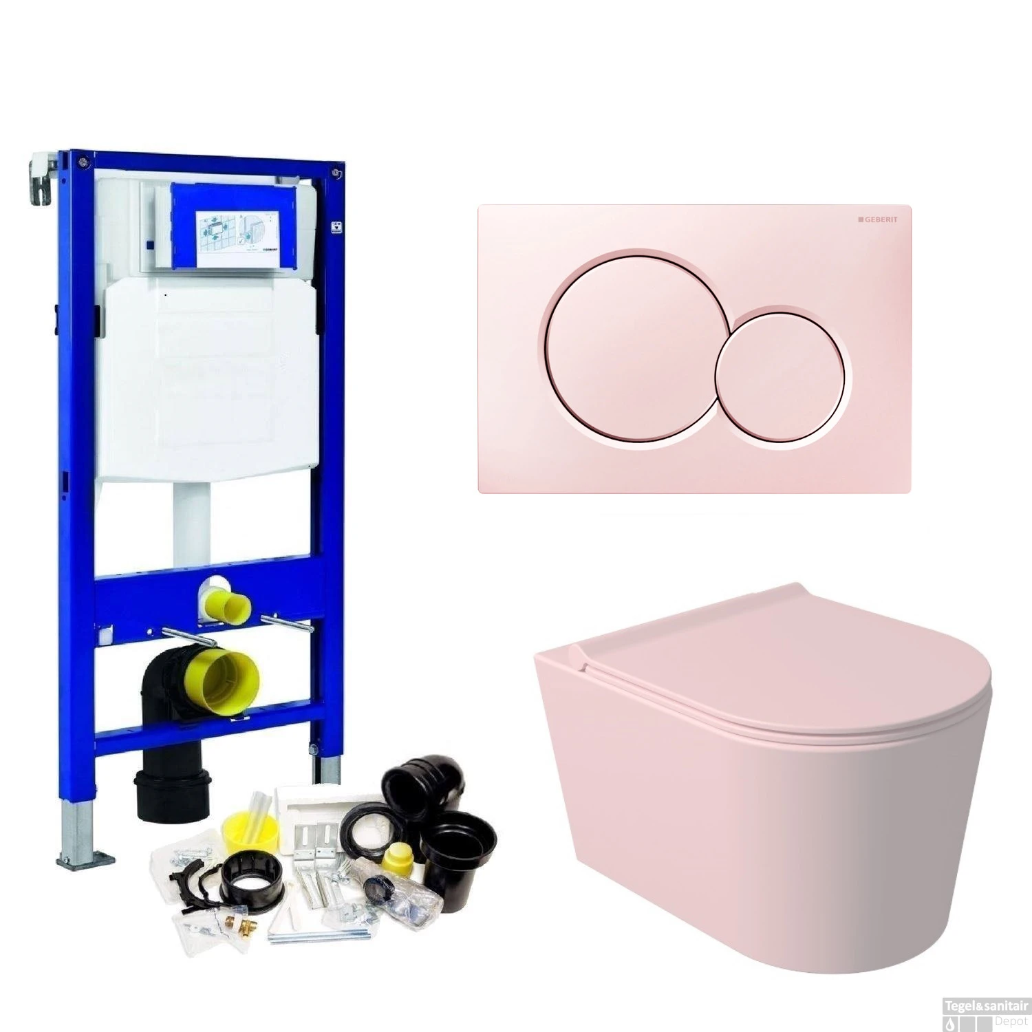 Geberit UP320 Toiletset Wandcloset Salenzi Civita Mat Roze Met Sigma 01 Drukplaat - Afbeelding 11