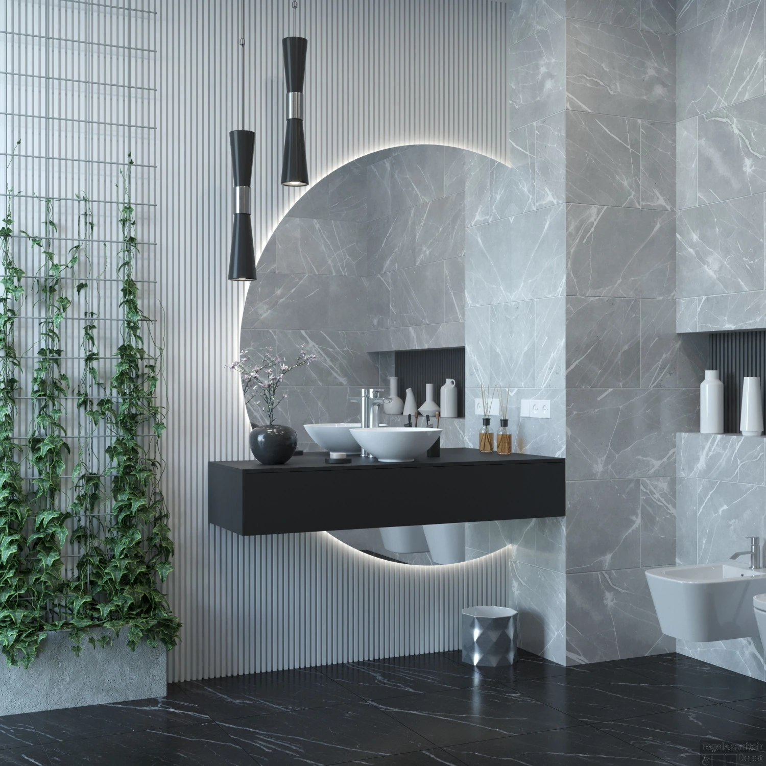 Badkamermeubelset Gliss Design Calypso 120 Cm Mat Zwart 2 Badkamermeubelset Gliss Design Calypso 120 Cm Mat Zwart - Afbeelding 2