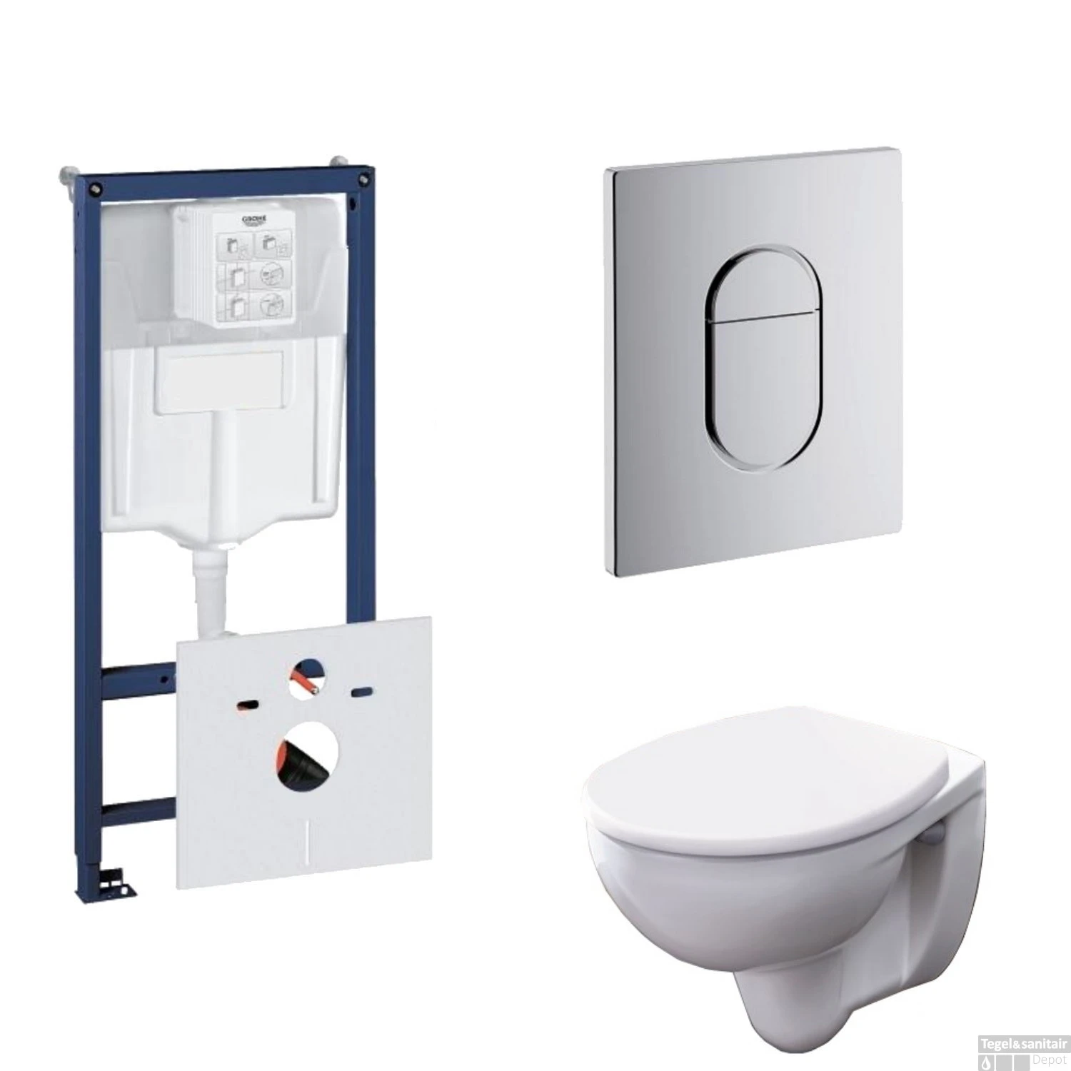 Grohe Rapid SL Toiletset Set03 Geberit Econ II Met Grohe Arena Of Skate Drukplaat - Afbeelding 7