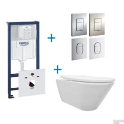 Grohe Rapid SL Toiletset Set10 Wiesbaden Stereo Rimless Mat Wit Met Grohe Arena Of Skate Drukplaat