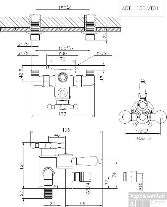 Huber Croisette Douchemengkraan Brons 150CS01HBA 2 Huber Croisette Douchemengkraan Brons 150CS01HBA - Afbeelding 2