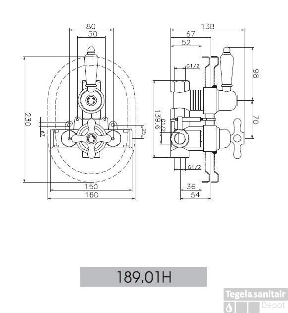 Huber Croisette Inbouw Douchethermostaat Chroom/Goud 18901HCA 1 Huber Croisette Inbouw Douchethermostaat Chroom/Goud 18901HCA