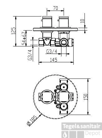 Huber Dado Inbouw Douchethermostaat Chroom 439.51H.CR 2 Huber Dado Inbouw Douchethermostaat Chroom 439.51H.CR - Afbeelding 2