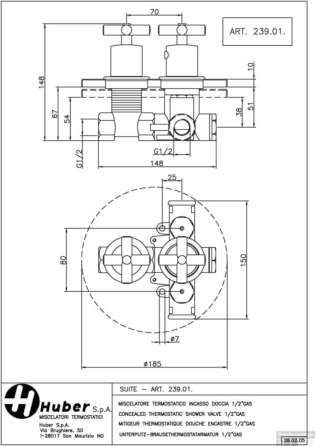Huber Suite Inbouw Thermostaat Met Stopkraan 23901HNS 1 Huber Suite Inbouw Thermostaat Met Stopkraan 23901HNS