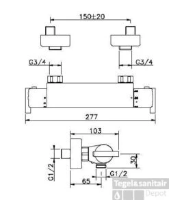 Huber Tratto Douchethermostaatkraan Chroom TT.T01010.21