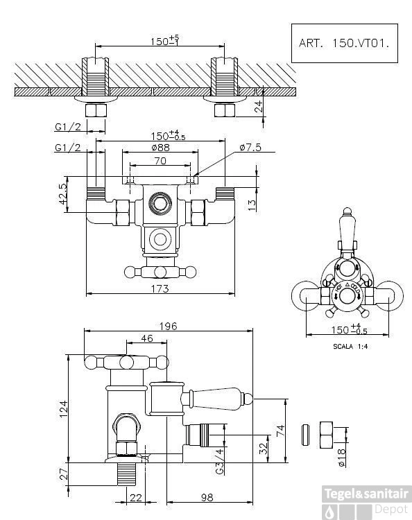Huber Victorian Douchethermostaat RVS 150VT01HNS 1 Huber Victorian Douchethermostaat RVS 150VT01HNS